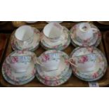 Set of six Royal Albert bone china 'Fonteyn' trios. (B.P. 21% + VAT)