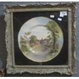 Royal Worcester porcelain plaque, 'Tewkesbury', printed and painted, by James Allen (born 1923),