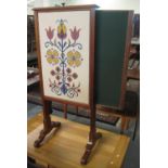 Victorian mahogany framed foliate tapestry screen on stand with pull out sides. (B.P. 21% + VAT)