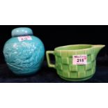 Beswick pottery turquoise cathay 2408 ginger jar and cover, together with a Staffordshire