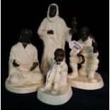 Four Minton bronze and ivory pottery figures to include; 'The Sage', 'Spellbound', 'Travellers