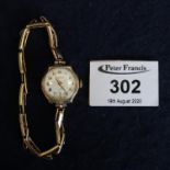 Rotary 9ct gold vintage ladies mechanical wristwatch, rolled gold expanding bracelet. (B.P. 21% +