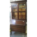 Edwardian mahogany astragal glazed two stage bureau bookcase. (B.P. 24% incl. VAT)