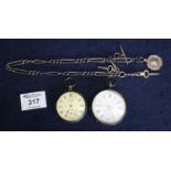 Two key wind open faced lever pocket watches with Roman faces and seconds dial, together with a