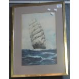 A.F.D Bannister, clipper ship under full sail, signed and dated 1931, watercolours. 40 x 26cm