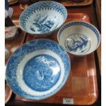 Late 18th/early 19th Century pearlware hand painted blue and white bowl internally and externally