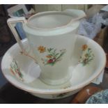 Art Deco design Burleigh ware floral jug and basin set. (B.P. 21% + VAT)