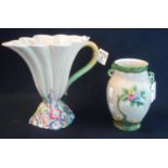 Clarice Cliff 'My Garden' conical and fluted single handled jug, shape no. 830. Together with a