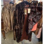 Two vintage fur coats, one possibly brown mole skin by Empress furs, a fur jacket and a fur