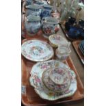 Four trays of assorted china to include; Chinese tree porcelain part tea and dinnerware, Gaudy Welsh