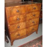 19th Century mahogany straight front chest of two short and three long drawers with beaded