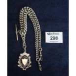 A silver albert chain with fob. 3 troy ozs approx. (B.P. 21% + VAT)