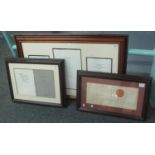 Three Gregynog press framed and glazed documents. (3) (B.P. 21% + VAT)