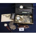 A silver inkwell, assorted costume jewellery and coins. (B.P. 21% + VAT)