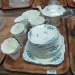 25 piece plan Tuscan china Art Deco design teaset comprising; 6 cups and saucers, 6 side plates, 2