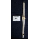 1970's Longines 9ct white gold ladies bracelet wristwatch with bark finish strap and baton numerals.