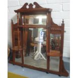 Edwardian mahogany over mantel mirror. (B.P. 21% + VAT)