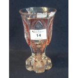 Bohemian goblet or Pokhal, raised on a carved petal foot with lancet shaped panels decorated in pink