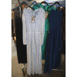 A collection of ladies vintage clothing to include; a vintage floor length white lace Frank Usher