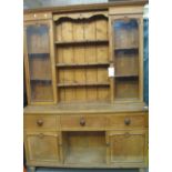 Late 19th Century oak two stage cabinet back dog kennel dresser. (B.P. 21% + VAT)