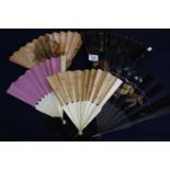 Collection of five assorted painted and printed fans. (B.P. 24% incl. VAT)