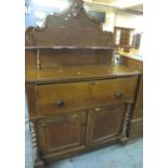 Victorian oak chiffonier secretaire on barley twist supports. (B.P. 24% incl. VAT)