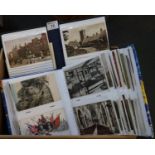 Postcards collection in eight albums and range of loose cards, topographical and greetings, Mostly