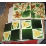 Collection of Art Nouveau design floral tiles, marked to the back 'England'. (B.P. 21% + VAT)