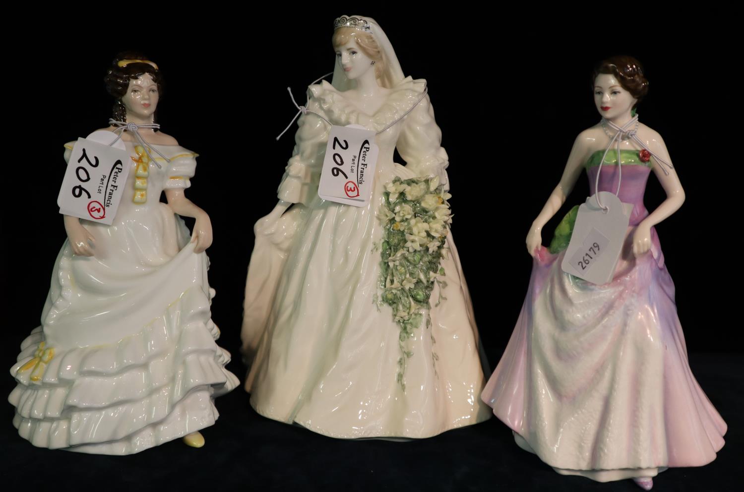 Coalport bone china figurine 'Diana Princess of Wales, limited edition', together with two Royal
