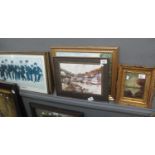 Eight assorted furnishing pictures, various to include; coloured prints, humorous cartoon prints,