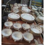 Four trays of Royal Albert bone china 'Dimati Rose' tea and dinnerware items to include; teacups and