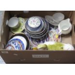 Box of assorted china to include; continental ceramic swan egg crock, modern oriental plates,