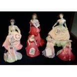 Seven Coalport bone china figurines, various. (B.P. 21% + VAT)