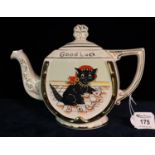 Arthur Wood pottery teapot with transfer printed decoration of a cat playing cards. (B.P. 21% + VAT)