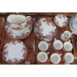Two trays of Royal Stafford bone china 'Olde English Garden' teaware to include; cups, saucers,