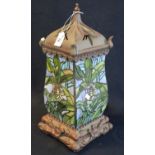 Modern Tiffany style baluster lantern shaped table lamp with leaded floral panels. (B.P. 21% +