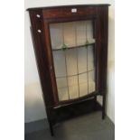 Edwardian mahogany inlaid bow front display cabinet with under shelf on square legs. (B.P. 21% +
