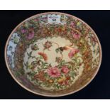 Chinese Canton porcelain bowl, overall decorated with flowers, insects and birds in famille rose