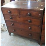 Small 19th Century mahogany chest of two short and three long drawers on bracket feet. 91cm wide