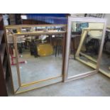 Large gilt framed and bevel plate mirror with beaded decoration, together with a modern