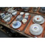 Four trays of assorted china to include; Chinese tree porcelain part tea and dinnerware, Gaudy Welsh