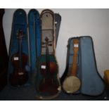 Antique violin with one piece back and scribed and inlaid outline, bearing label 'Carl Bergonzi 1733