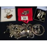 Collection of assorted silver and white metal jewellery, various including; bracelets, earrings,