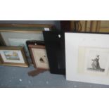 Group of small furnishing pictures, watercolours, prints, Japanese frame etc. (7) (B.P. 21% + VAT)