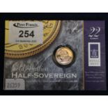 Queen Elizabeth II gold half sovereign, year 2000, in Royal Mint mount. Declared weight 3.99g. (B.P.