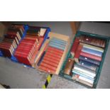 Four boxes of vintage non-fiction books to include; various encyclopedias and dictionaries, eight