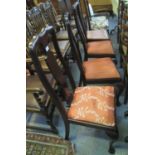 Collection of chairs to include; a set of four Queen Anne style mahogany dining chairs with drop