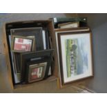 Two boxes of assorted furnishing pictures, watercolours, prints etc. (B.P. 21% + VAT)