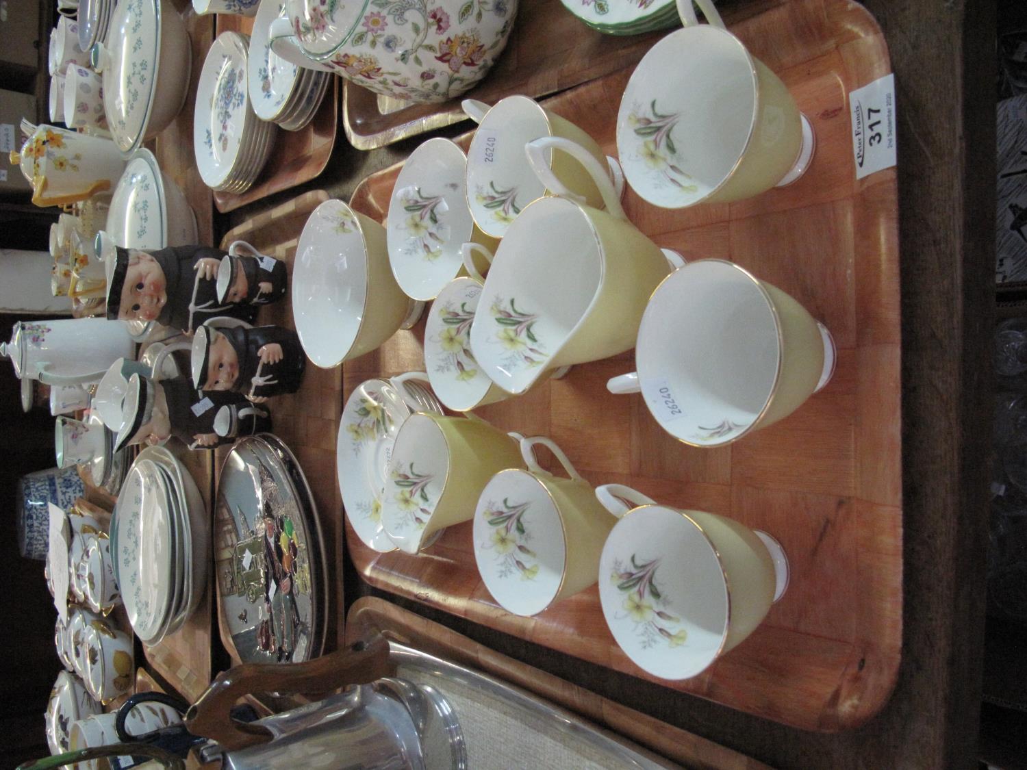 16 piece Royal Albert bone china coffee set on a lemon ground, internally decorated with floral