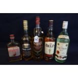 Collection of alcoholic spirits to include; Grant's blended Scotch whisky 1L, Bell's blended